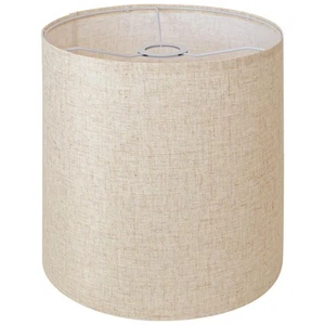Beige Linen Tall Drum Lampshade, 11" Top x 11" Bottom x 12" High Lamp Shade, ... - Picture 1 of 7