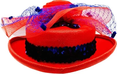 Red & Purple Cancan Ruffled Ladies Hat Charles of California Vintage - Image 1 of 4