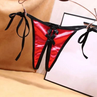 Sexy Womens Lingeries Crotchles G-string Thongs T-back Underwear Satin Panties - Image 1 of 4