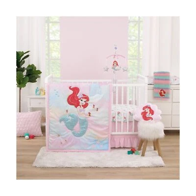 NOJO Disney Ariel Acuarela Deseos Aqua, Rosa y Blanco 3 Piezas Cuna Infantil... Foto 1 de 4