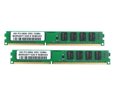 DDR3 RAM 8 GB 2X 4 GB PC3-10600U 1333MHz 240PIN DIMM Desktop Memory PC10600 CL9 - Image 1 of 4
