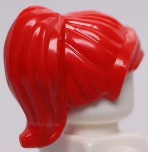 LEGO Red Minifig capelli donna coda di cavallo e frangia spazzata lateralmente - Foto 1 di 3