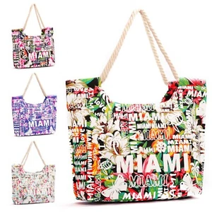 Women's Canvas Tote Shoulder Handbag Travel Shopping Beach Pool Bag New - Picture 1 of 6