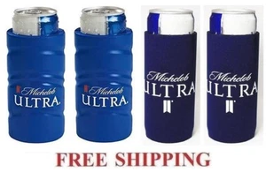 MICHELOB ULTRA 2 SLIM CAN FOAM COOLER & 2 KOOZIE COOLIE HUGGIE NEW BUD GOLF - Picture 1 of 1