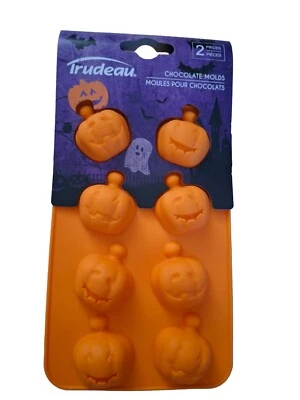  Trudeau Pumpkin Molds 2 Pc Silicone Chocolate Candy Baking Halloween NEW - Image 1 of 3