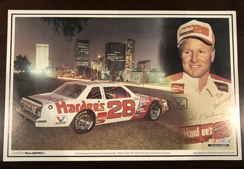 1980’s SportStar Photo Graphics NASCAR Cale Yarborough Hardees 17" x 11" Poster Cover
