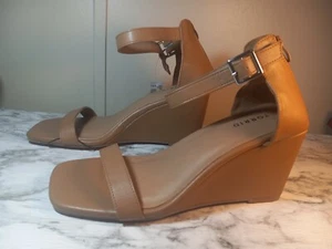 TORRID Square Toe Demi Wedge Cognac Sandal Open Toe Womens Size 10.5 NEW - Picture 1 of 13