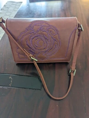 Valentino Garavani Leather Embroidered Flower mini Handbag Purse pre-owned  - Image 1 of 4