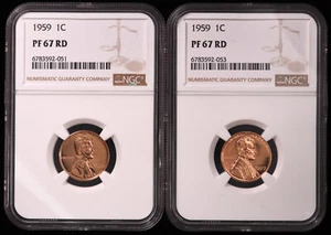 Collector lot of 10 -1959 Proof Lincoln Memorial Cent 1c Certified by NGC PF67RD - Picture 1 of 2