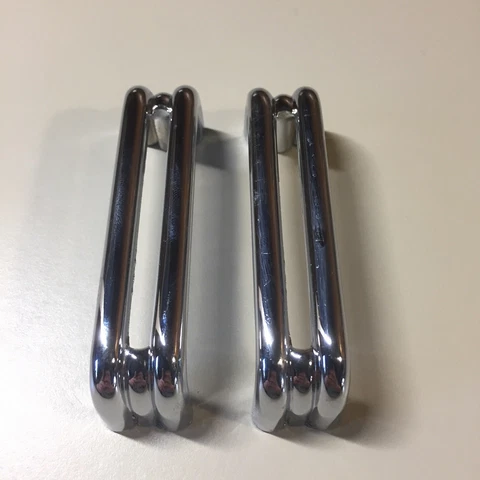 2 Vintage KBC Chrome Split Bar Drawer Pull Mid Century Style Lot H Cover