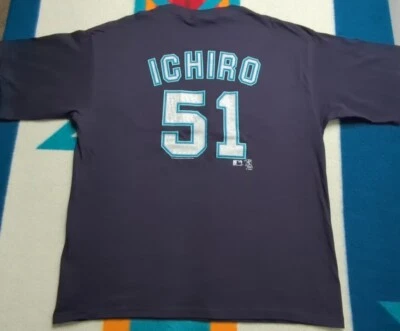 Camiseta deportiva vintage Ichiro Suzuki 2001 Seattle Mariners cosida #51 nueva sin etiquetas XL Foto 1 de 4