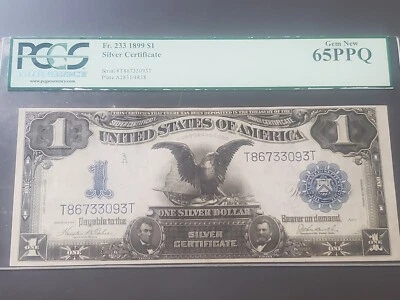 1899 BLACK EAGLE SILVER CERTIFICATE Fr. 233 PCGS 65 PPQ GEM NEW - Image 1 of 4