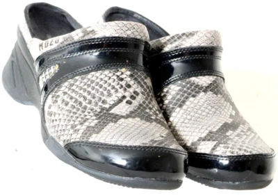 Zapatos zueco mula de charol con estampado de serpiente gris/negro/blanco MOZO Zoe 3730 para mujer 6 Foto 1 de 4
