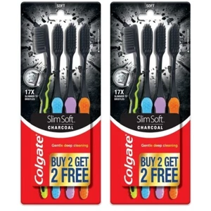 8 PC Colgate Slim Soft Charcoal Toothbrush 17x Slimmer Soft Tip Bristles - Picture 1 of 5