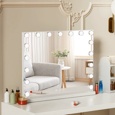 YAMISSI Hollywood Spiegel 70X55cm Schminkspiegel mit LED-Beleuchtung 17 Stück Glühbirnen