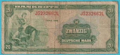 1948 Germany Federal Rep Allied Occupation 20 Mark  Pick 6.a US Army Command - Image 1 of 2