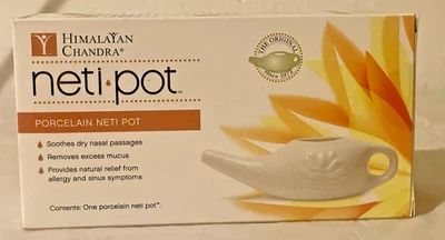 Original Neti-Pot Porcelana Himalaya Chandra Nueva Alergia Sinusoidal Seco Moco Nasal Foto 1 de 4