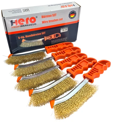 HERO PROFIWERKZEUG 5er HERO Messingbürste Drahtbürsten Handbürste 250mm Bremsenbürsten Bürste SET