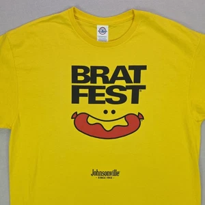 Johnsonville Brat Fest T-Shirt Men's XL Yellow Spellout Logo - Picture 1 of 11