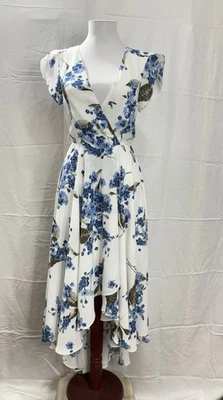 Lulus French Countryside Women’s Size XS White Blue Floral Print High-Low Dress - Image 1 of 4