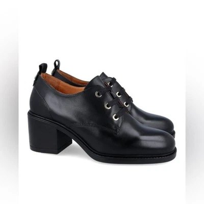 Pikolinos Huesca Leather Lace Up Square Block Heel Loafer Pumps Black 9 (EU 40) - Image 1 of 4