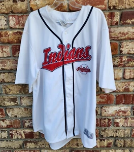 vtg MLB dynasty series 2XL (50-52) patch poly button cleveland indians jersey - Picture 1 of 16