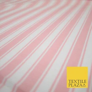 Pink White Bar Striped Lines Winceyette Soft Brushed Cotton Print Fabric 3972 - Bild 1 von 3