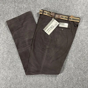 VINTAGE 70s Lord & Taylor Corduroy Pants Size 34x32 Black NEW NOS! Straight Belt - Picture 1 of 12