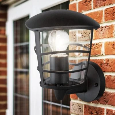 LED ALU Laterne Wand Leuchte schwarz Veranda Außen Beleuchtung Hof Garten Lampe - Bild 1 von 4