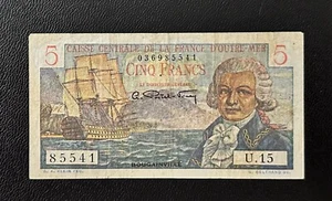 French Colonies Overseas Sea 5 Francs Bougainville 1947 VF & 606 - Picture 1 of 2