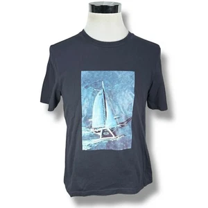 Sergio Tacchini Sailing Lab T-Shirt Men's Medium Blue Cotton Short Sleeve Boat - Picture 1 of 11