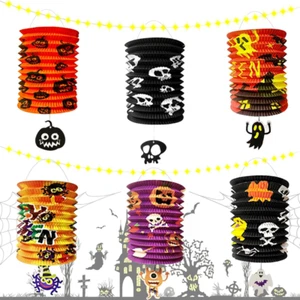 6pcs Halloween Paper Lanterns LED Light Pumpkin Decorations for Home Wall Decor - Picture 1 of 9