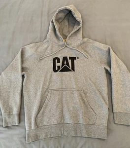 Sudadera con Capucha CATERPILLAR Gris con Logo CAT Peso Pesado Hombre’s Grande - Imagen 1 de 9