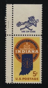1966 Indiana Sesquicentennial MNH Gutter Snipe Mr. ZIP single - Picture 1 of 1