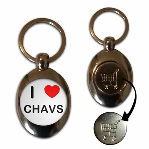 Chavs I Love Shopping Trolley £1/€1 Coin Key Ring (43mm x 32mm) - Foto 1 di 2