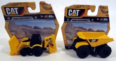2 CAT Mini Machines Construction Caterpillar Dump Truck Backhoe Party Favor - Image 1 of 4