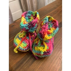 Crocheted baby booties, rainbow color, handmade - Picture 1 of 6