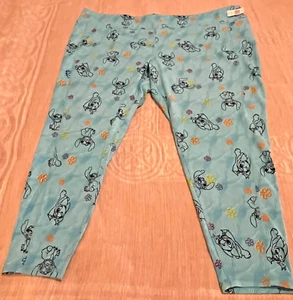 NWT Disney Parks Lilo Stitch Pocket Leggings Size 3X Blue Floral Print Stretchy - Picture 1 of 18