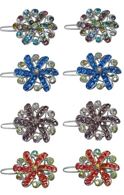 Set of 4 Prs  2 Ea 4 Colors Medallion Snap Clips for Thin Hair Women Girls1719mS - Image 1 of 3