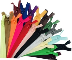 50PCS Nylon Invisible Zippers Random Color Sewing Craft Zip With Cloth Edge - Picture 1 of 10