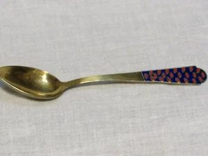 Antique Vintage 916 Russian St. Petersburg Enamel Cloisonne Teaspoon Gilded Nice - Picture 1 of 6