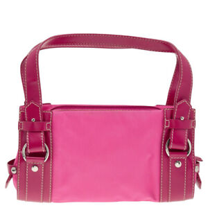 Lancel Pink Canvas And Leather Shoulder Bag