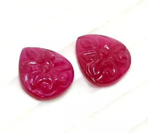 14.53 CTS Natural Ruby Hand Made Carving Pair 14x12 mm Loose Gemstones GF - Picture 1 of 7