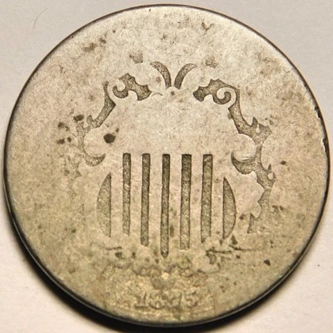 1875 Shield Nickel Restored Date "Actual Coin Pictured" Cover
