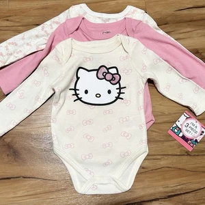 Hello Kitty Sanrio Bebé Niña Conjunto de 3 Piezas Rosa Crema Manga Larga - Imagen 1 de 8
