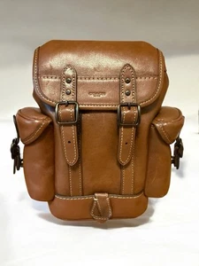 Coach Hitch Backpack 13 Leather Men’s Crossbody CE505 Dark Saddle Brown NWT - Picture 1 of 13