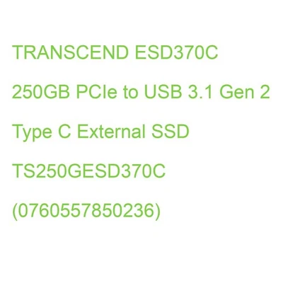 TRANSCEND ESD370C 250GB PCIe to USB 3.1 Gen 2 Type C External SSD TS250GESD370C - Bild 1 von 2