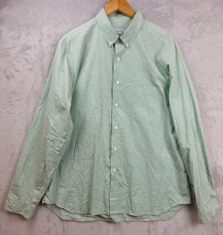 Camisa Steven Alan Para Hombre XXL Verde Blanco Rayas Abotonada Manga Larga Hecha en EE. UU. Foto 1 de 4