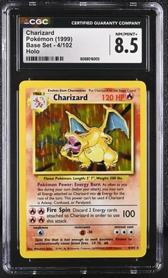 CGC 8.5 Charizard 1999 Base Set 4/102 Holo Pokemon Card - Image 1 of 2