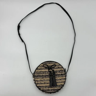 Bolso Bandolera Patricia Nash Ebbe Beige/Negro Tejido Paja Sibari Círculo Cantimplora Foto 1 de 4